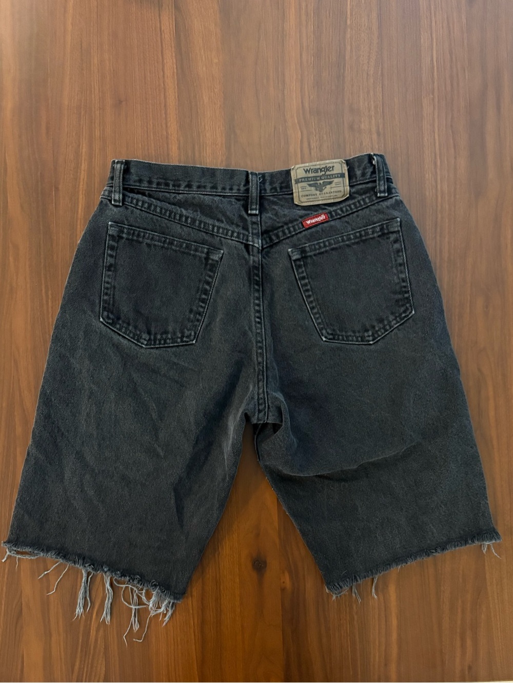 Wrangler Black Denim Jorts | Relaxed Fit Long Jean Shorts | Size 28
